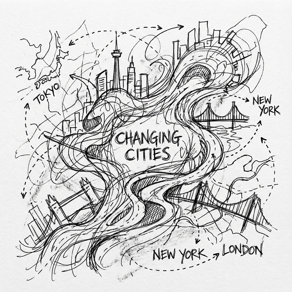 Conceptual preview for Changing Cities - Artwork by Nicholas MacAskill